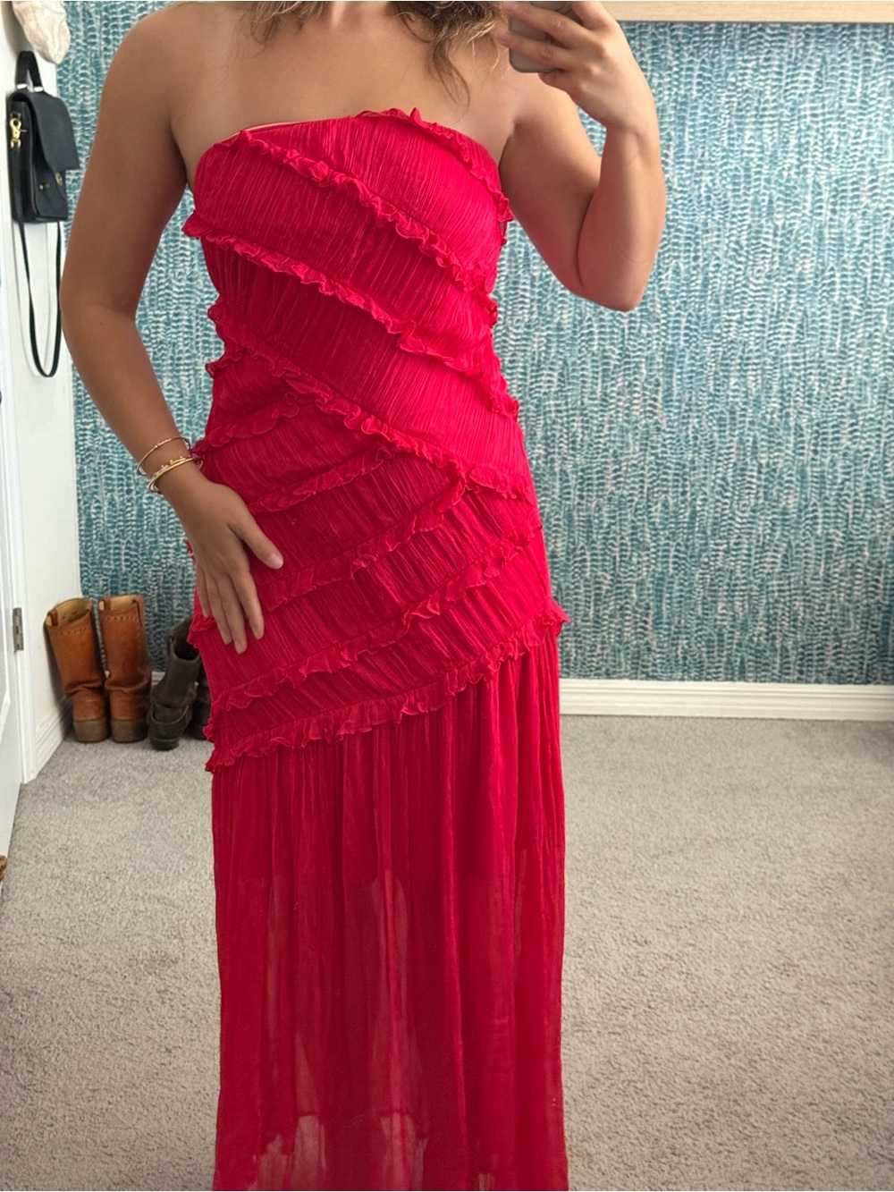 Vineet Bahl Anthropologie Strapless Chiffon Gown - Picture 5 of 5